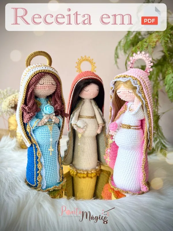 PDF Nossa Senhora Grávida, receita de crochê com a técnica amigurumi em pdf